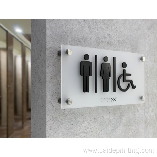 Custom Washroom Black Acrylic Plate Braille Signs